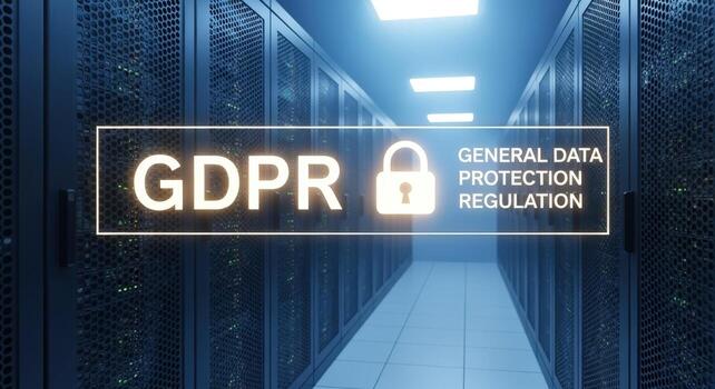 Server Room Data Protection GDPR Compliance Illustration, High Tech Data Center for Global Business Solutions photo
