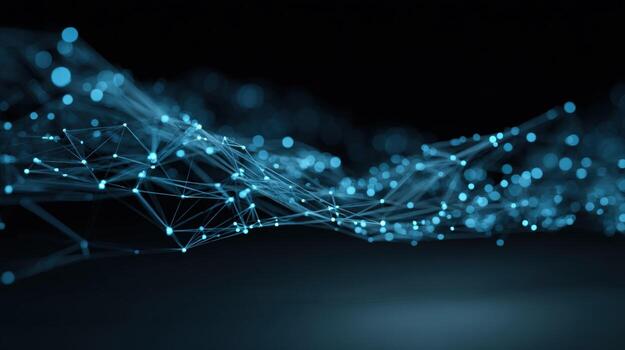 Abstract Network Connection Structure with Glowing Nodes, Represents Data Flow, Communication, and Complex Systems photo