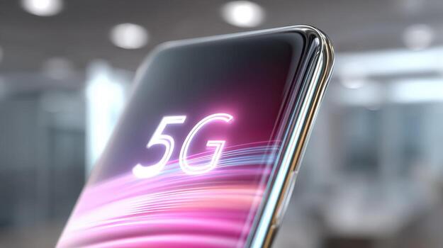 5G Cellular Technology Displayed on Modern Smartphone with High Speed Network Connectivity and Futuristic Design photo