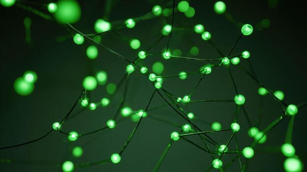 Green Network Nodes Abstract Data Visualization Connecting Spheres in a Modern Technological System photo