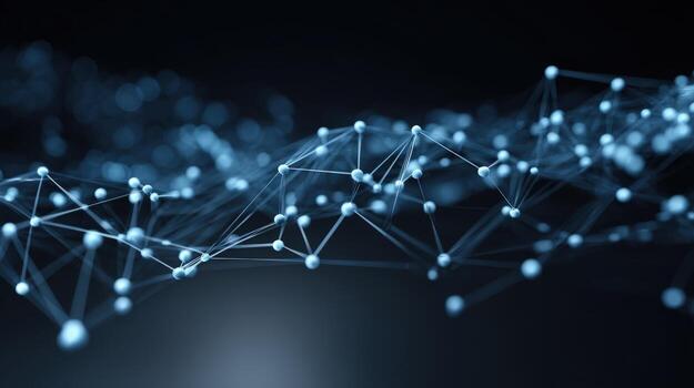 Abstract Network Connection Structure Interlinked Nodes Forming Complex Technological Pattern, Futuristic Visualization photo