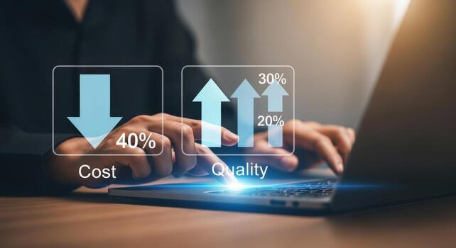 Business Efficiency Visual Representation of Reduced Costs and Improved Quality Through Strategic Planning Using Technology photo