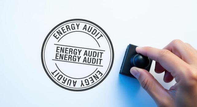 Energy Audit Stamp on White Paper, Symbolizing Efficiency and Conservation in Home or Business photo