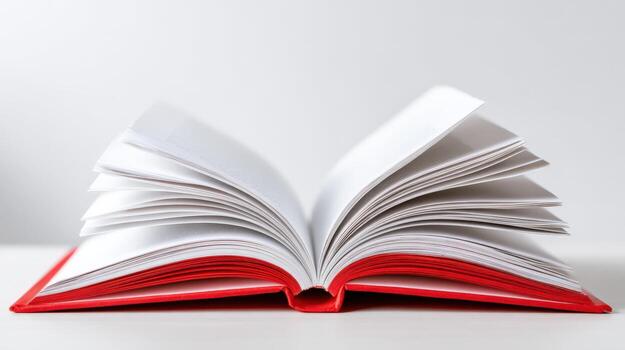 Open Book with Blank Pages on White Background - Education, Knowledge and Reading Concept photo