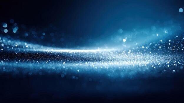 Abstract Blue Glitter Background with Sparkling Particle Flowing Wave Design for Festive and Elegant Themes photo