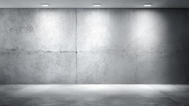 Concrete Wall with Spotlights, Interior Design Element, Mockup Background, Modern Architecture, Neutral Backdrop photo