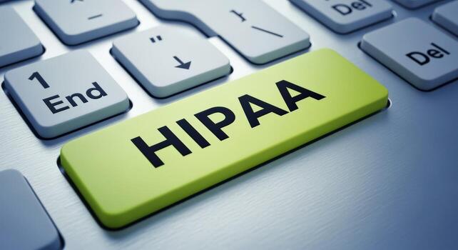 Keyboard Close-up Focus on the HIPAA Button, Representing Healthcare Compliance and Data Protection in Modern Technology photo