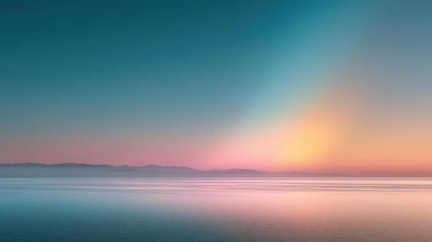 Serene Ocean at Sunset A Mesmerizing Blend of Pastel Colors Reflecting on Calm Waters photo