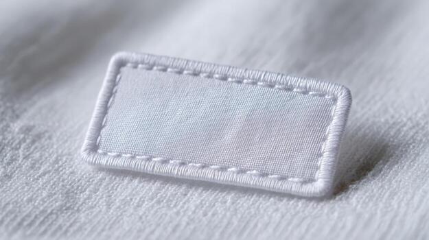 White Fabric Label on Clothing, High-Resolution Macro Shot, Mockup, Copy Space, Clean Design photo