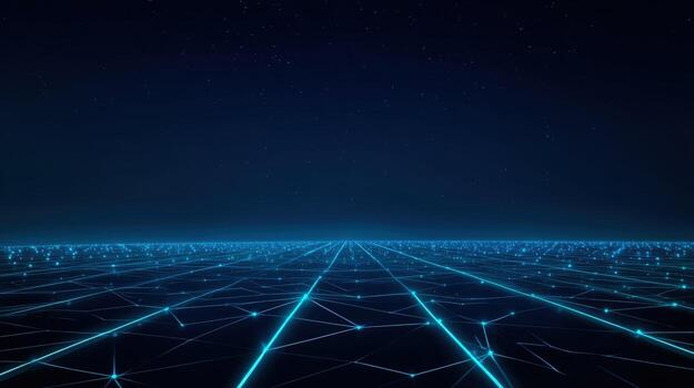 Abstract Futuristic Technology Background with Glowing Blue Lines and Geometric Shapes for Innovation Concepts photo