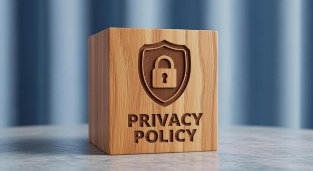 intimidad política concepto de madera cubo con bloquear icono y intimidad política texto foto
