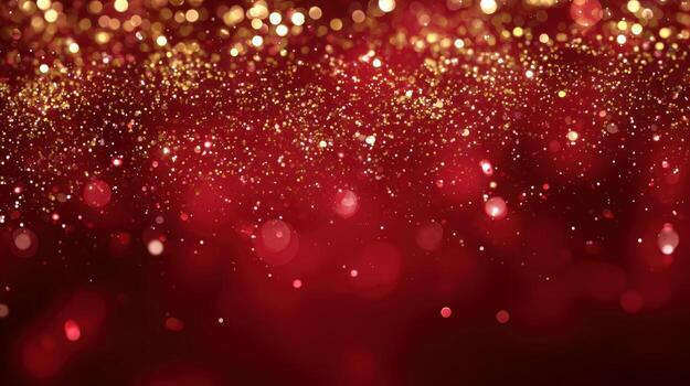 Elegant Red and Gold Glittering Background with Bokeh Lights for Festive Occasions and Celebrations photo