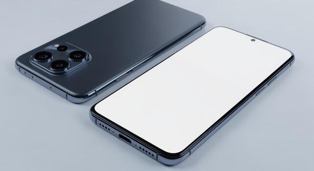 Smartphone Mockup Display Mobile Device with Blank White Screen for UI and App Design Presentation photo