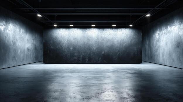 Empty Concrete Room with Spotlight, Ideal for Product Showcase, Industrial Design, and Modern Architecture Presentations photo