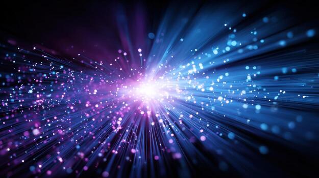 Abstract Light Burst with Blue and Purple Hues, Representing Technology, Innovation, and Futuristic Concepts photo