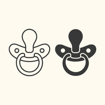 Art of two pacifier icons, one outline and one solid, on a light cream background vector