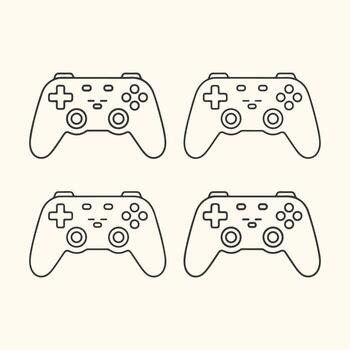 Art of set of four game controllers in different styles and colors, isolated on a light background clip art set vector