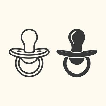 Art of two pacifier icons, one outline and one solid, isolated on a cream background vector