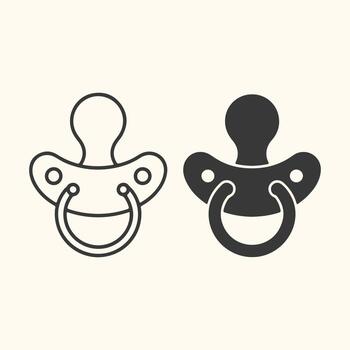 Art of two pacifier icons, one outline and one solid, on a light cream set vector