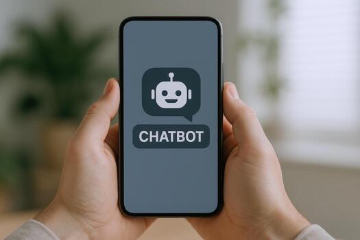 Person Holding Smartphone Displaying Chatbot Application Interface For Automated Customer Service and Engagement photo