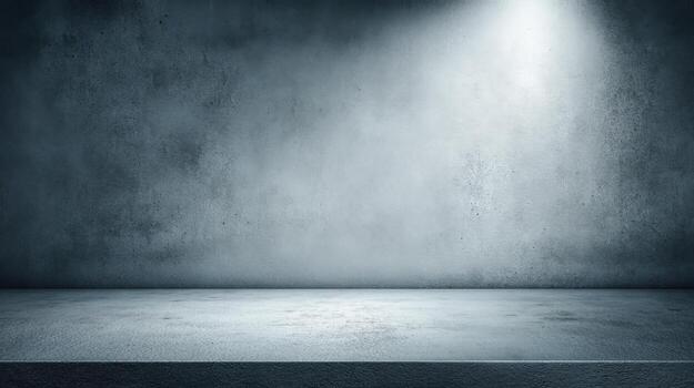 Studio Shot of Empty Concrete Room with Spotlight for Product Placement and Advertising photo