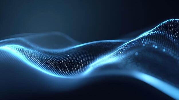 resumen azul forma de onda antecedentes con brillante partículas para tecnología y Ciencias conceptos foto