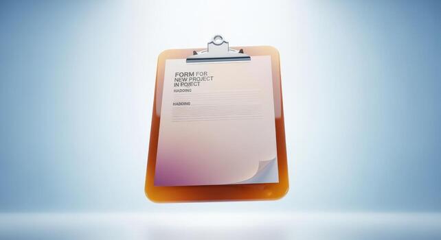 Clipboard with Application Form Mockup Floating in Light Studio - Project Planning and Management Concept photo