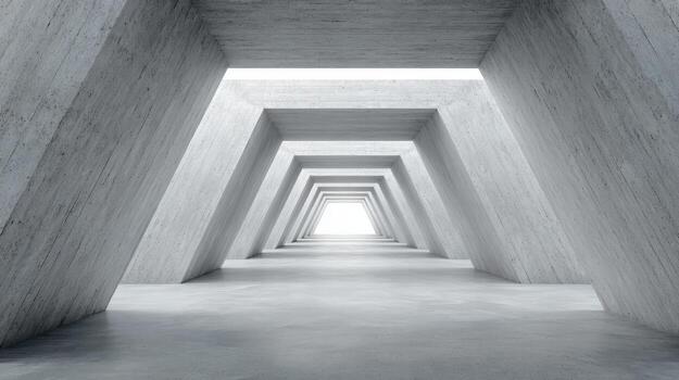 Abstract Concrete Tunnel with Geometric Structure, Modern Architecture and Minimalist Design, Illuminating the Passage photo