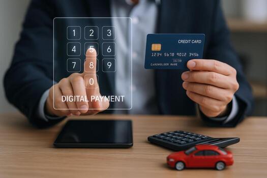 Secure Online Payment via Virtual Keypad with Credit Card for Car Purchase or Rental photo