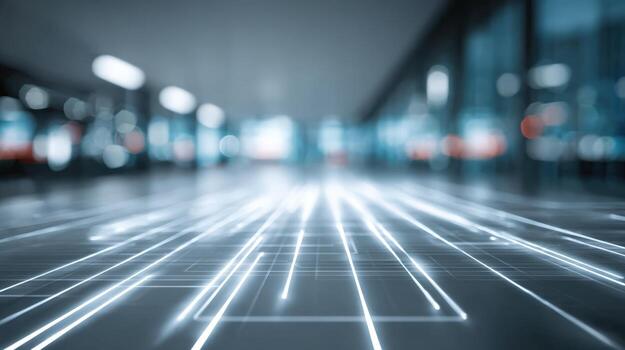 Futuristic Technology Abstract Background with Glowing Lines Illuminating a Modern Interior Space for Innovations photo