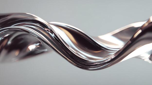 Abstract Metallic Fluid Wave Modern Chrome Surface Design for Creative Projects and Backgrounds photo
