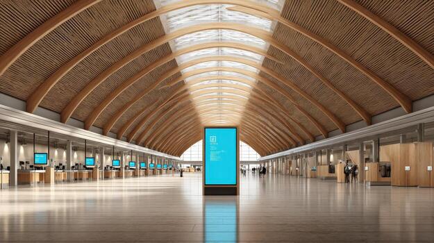 Modern Interior with Digital Signage Architectural Space for Advertisement and Information Display, Contemporary Design photo