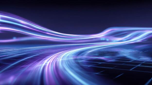 Abstract Background with Light Streaks, Futuristic Design, Modern Technology, Digital Innovation, Purple and Blue Color photo