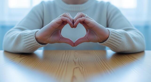 Heart Symbol Formed by Hands Expressing Love, Affection, and Support with Fingers photo