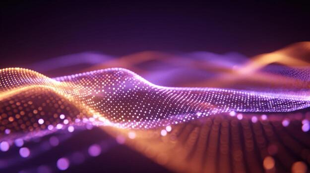 Abstract Digital Particle Wave Futuristic Glowing Dots Background for Technology and Science Visualizations photo