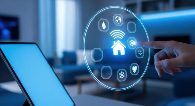 Smart Home Automation Control via Tablet Interface Modern Living, Energy Efficiency, and Security System photo