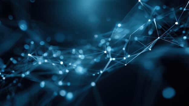 Abstract Network Connection Structure with Glowing Nodes and Lines in Blue Tones for Technology Background photo