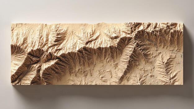 Detailed Topographic Model of Mountainous Terrain with Intricate Relief and Texture for Cartography and Geographic Visualization photo
