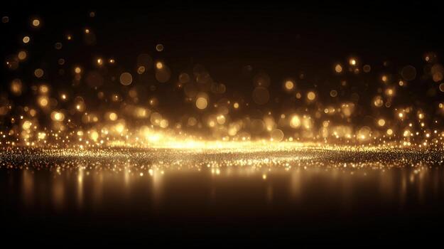 Elegant Golden Particles Background with Bokeh Lights, Perfect for Celebratory and Festive Designs photo