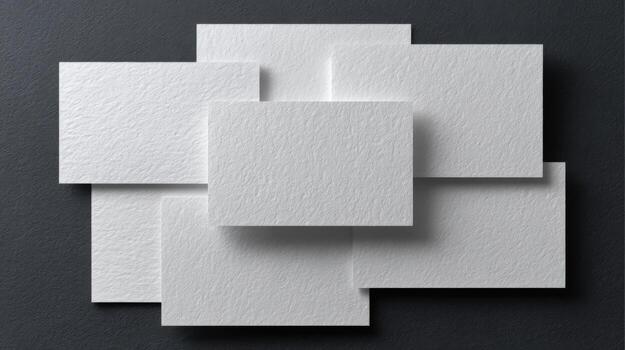 texturizado negocio tarjetas Bosquejo desplegado en oscuro gris antecedentes para gráfico diseño presentación foto