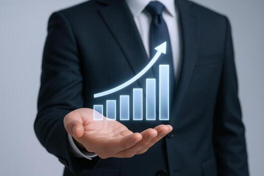 Growth Chart in Hand Depicting Business Success and Financial Performance, Driven by Investment and Innovation photo