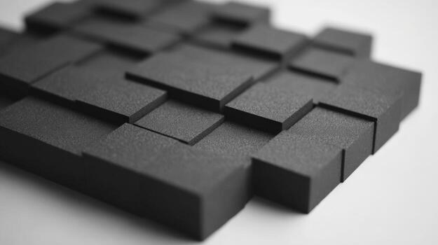 Black Pixelated Texture Abstract Geometric Surface with Squares and Depth for Modern Designs photo