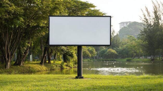 Billboard Mockup in Natural Setting Outdoor Advertising Space for Marketing Campaigns and Design Presentation photo