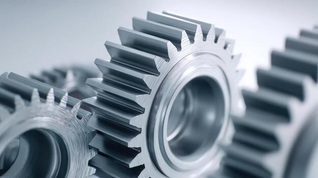 Macro View of Interlocking Metal Gears, Representing Teamwork, Precision, and Mechanical Engineering Concepts photo