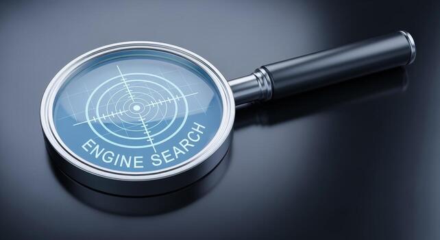 Magnifying glass with a bulls eye for a search concept on a dark background photo