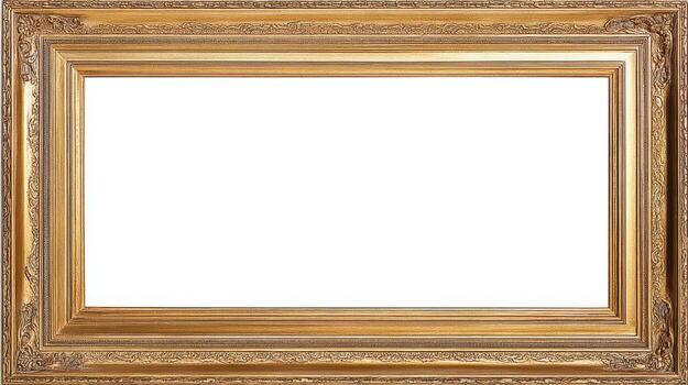 Ornate Gold Picture Frame Isolated on White Background for Mockups and Graphic Design Use photo