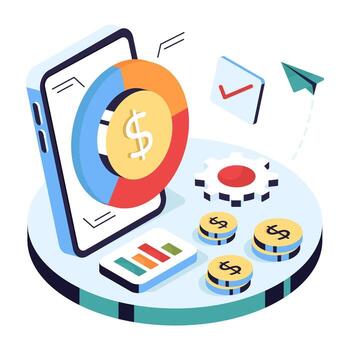 Smartphone financial data visualization vector