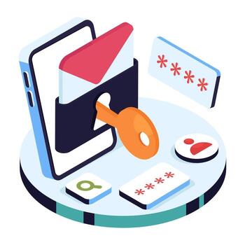 Conceptual isometric design illustration of secure mail vector