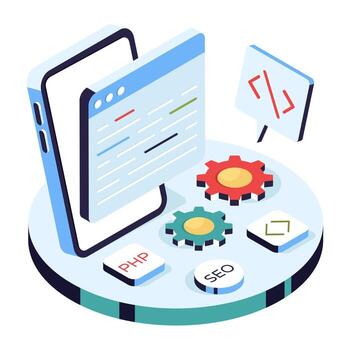 Web development tools with coding elements vector