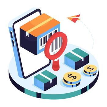 Mobile phone displaying product information vector